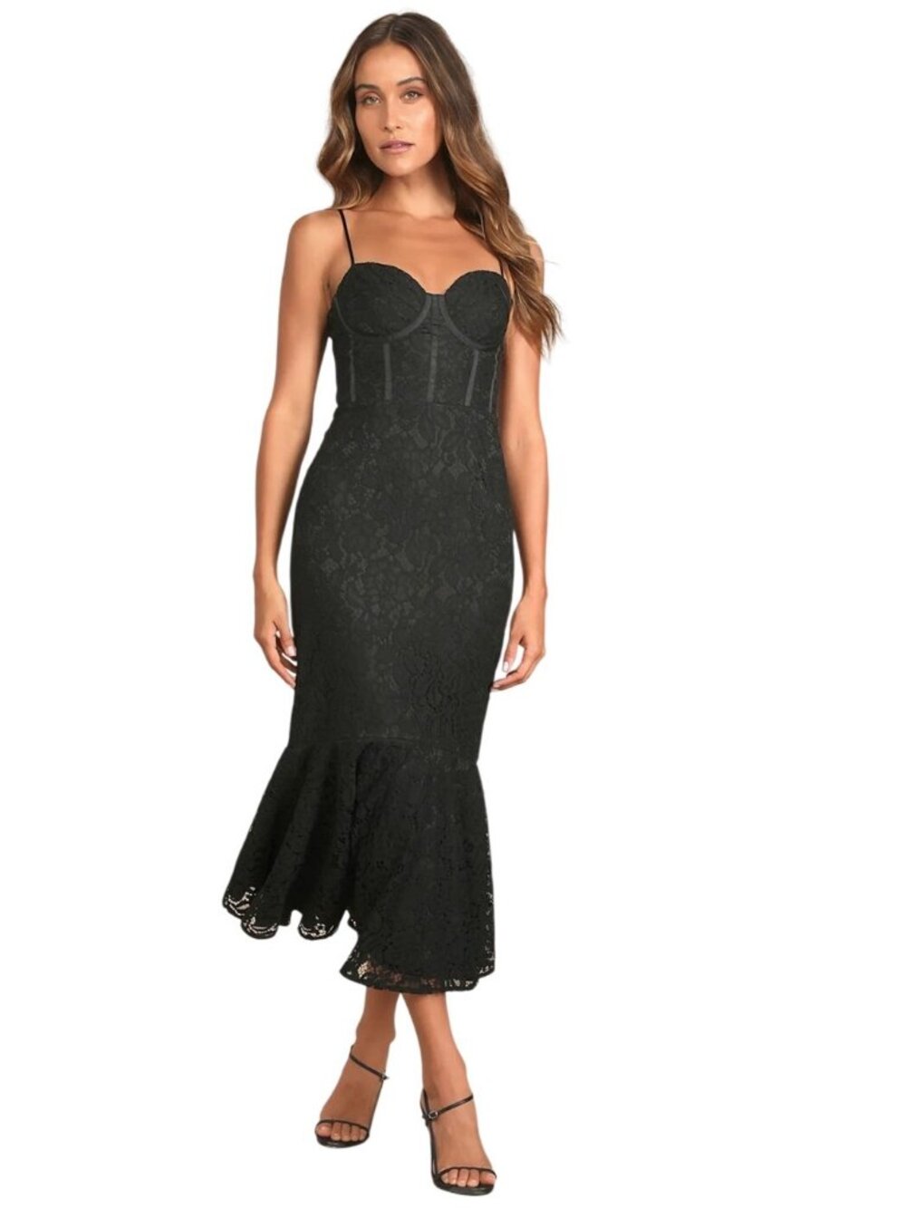 Lulus Found Your Love Black Lace Sleeveless Trumpet Dress Women's Size XS NWT!